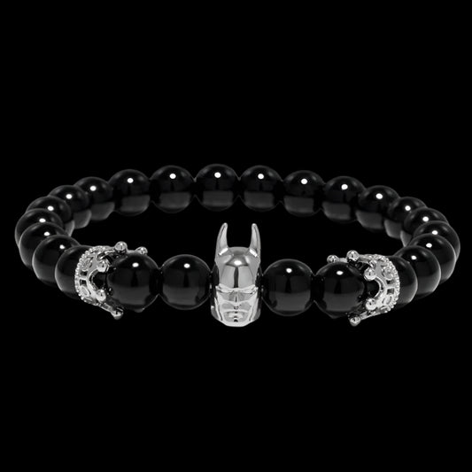Batman Beaded Bracelet – Hero Symbol & Matte Stones