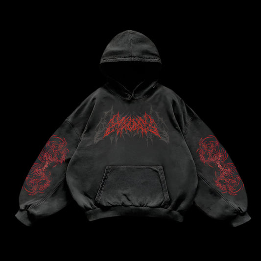 Crimson Dragon – Red Sigil Oversized Hoodie