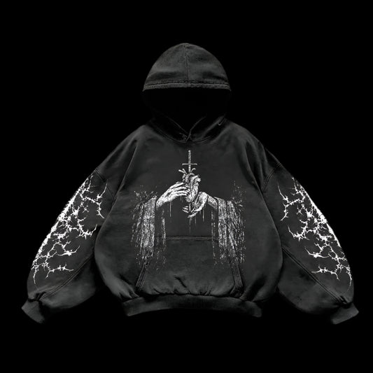 Sacrificial Heart – Gothic Oversized Hoodie