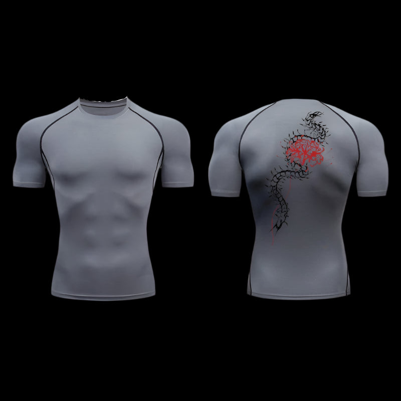 Crimson Bloom Compression Shirt – Short Sleeve