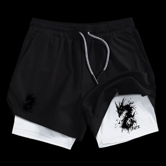 Dragon Print Sports Shorts