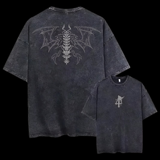 Shadow Mark Oversized Tee – Anime-Inspired Vintage Style