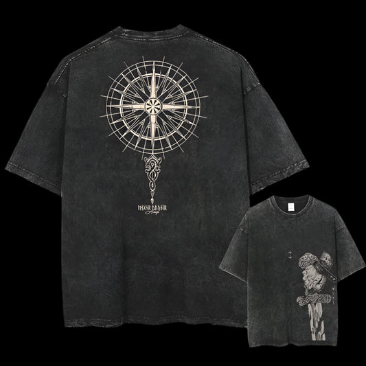 Runic Compass – Shadow Path OverSize Vintage Tshirt