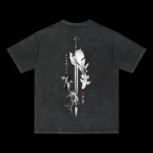 Fallen Flower Oversized Vintage T-Shirt – Black Dual Variant