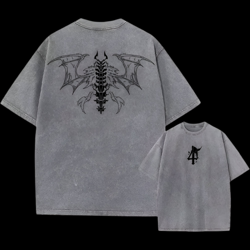 Shadow Mark Oversized Tee – Anime-Inspired Vintage Style