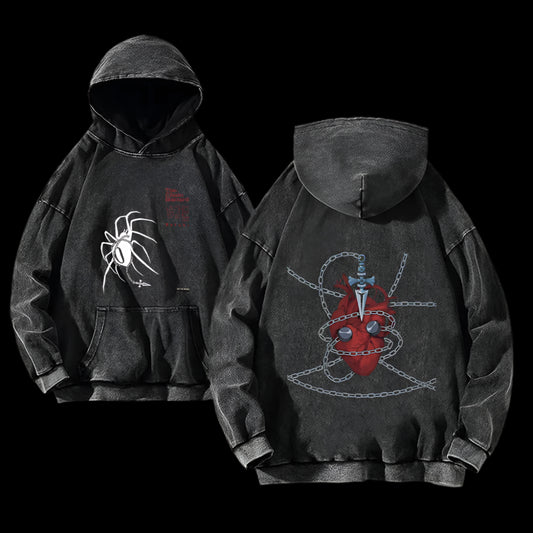 Scarlet Chain Oversized Hoodie – Vintage Anime Style