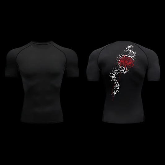 Crimson Bloom Compression Shirt – Short Sleeve