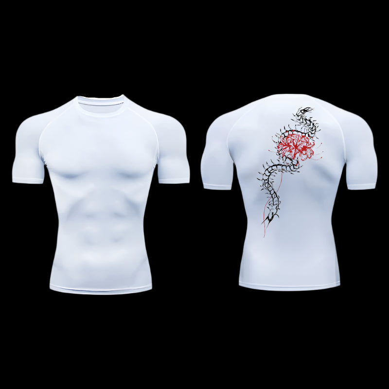 Crimson Bloom Compression Shirt – Short Sleeve