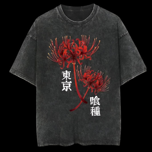 Red Lily Oversized T-Shirt – Japanese Vintage Streetwear