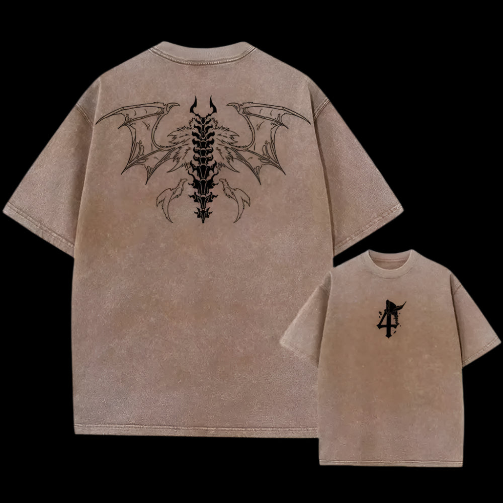 Shadow Mark Oversized Tee – Anime-Inspired Vintage Style