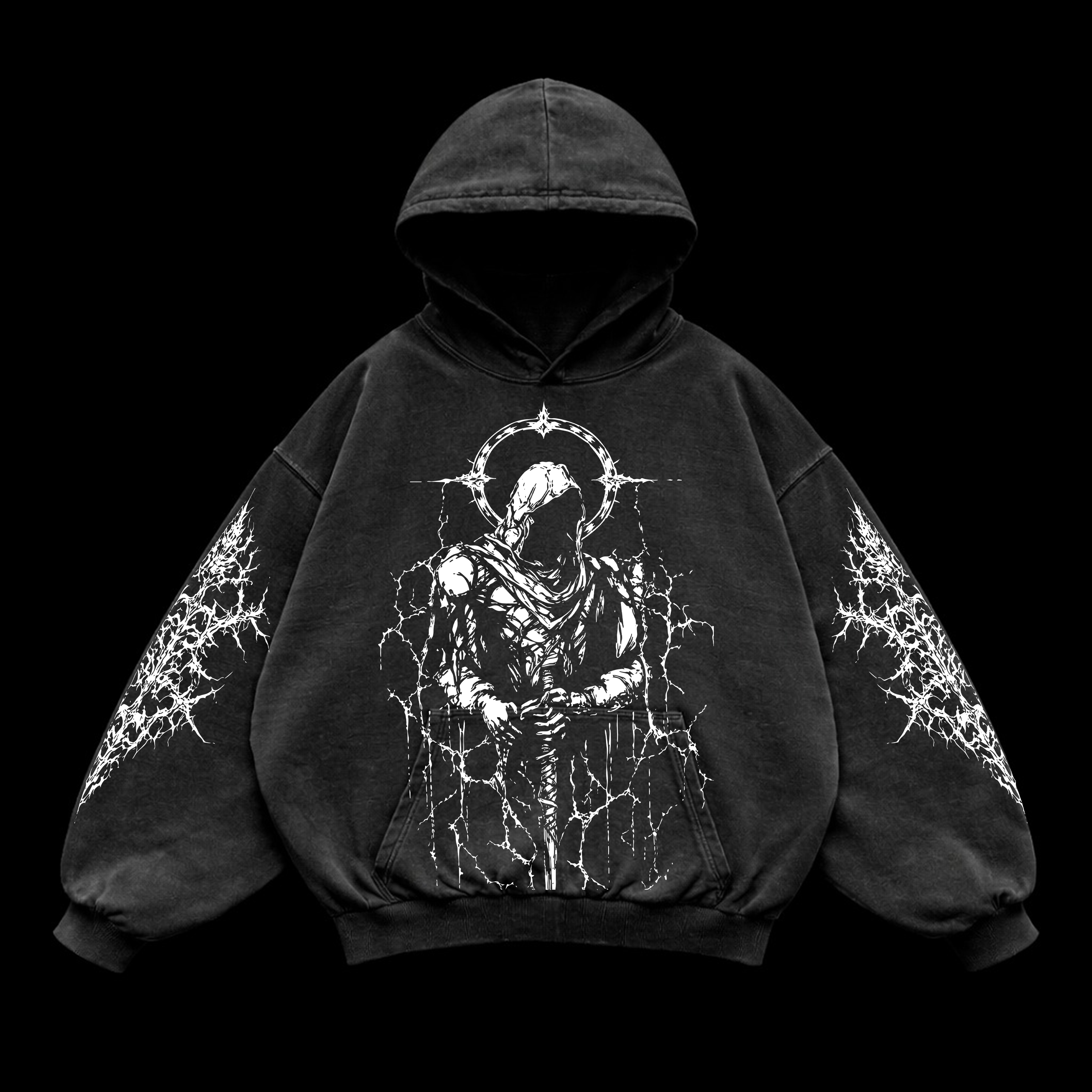 Fallen Knight Oversized Gym Hoodie Athletic Fit | MAZENTIH