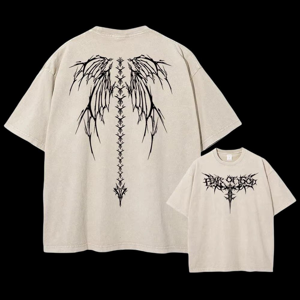 Winged Skeleton Oversized T-Shirt – Gothic Streetwear Aesthetic
