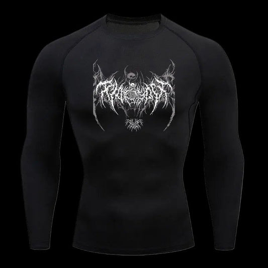 Y2K Long Sleeve Compression Shirt – Metallic Chaos Ink