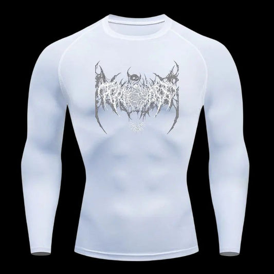 Y2K Long Sleeve Compression Shirt – Metallic Chaos Ink