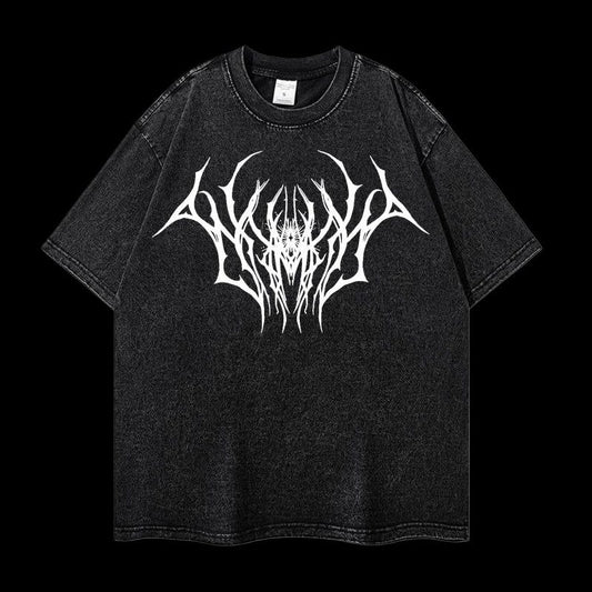 Y2K Scribble Oversized T-Shirt – Grunge Streetwear Black Tee