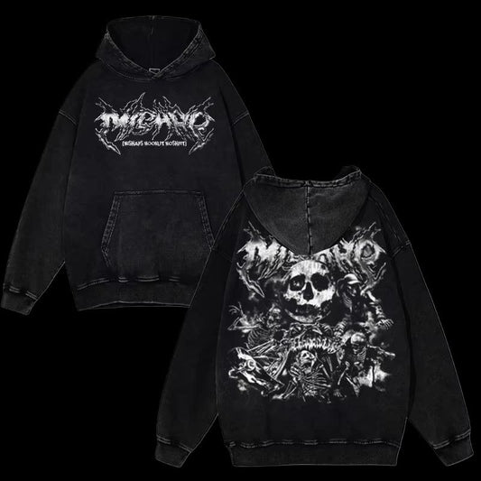 Phantom Embrace Oversized Hoodie – Black Gothic Print