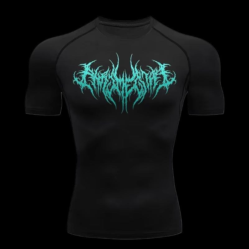 Wave Scribble Compression Shirt – Black & White