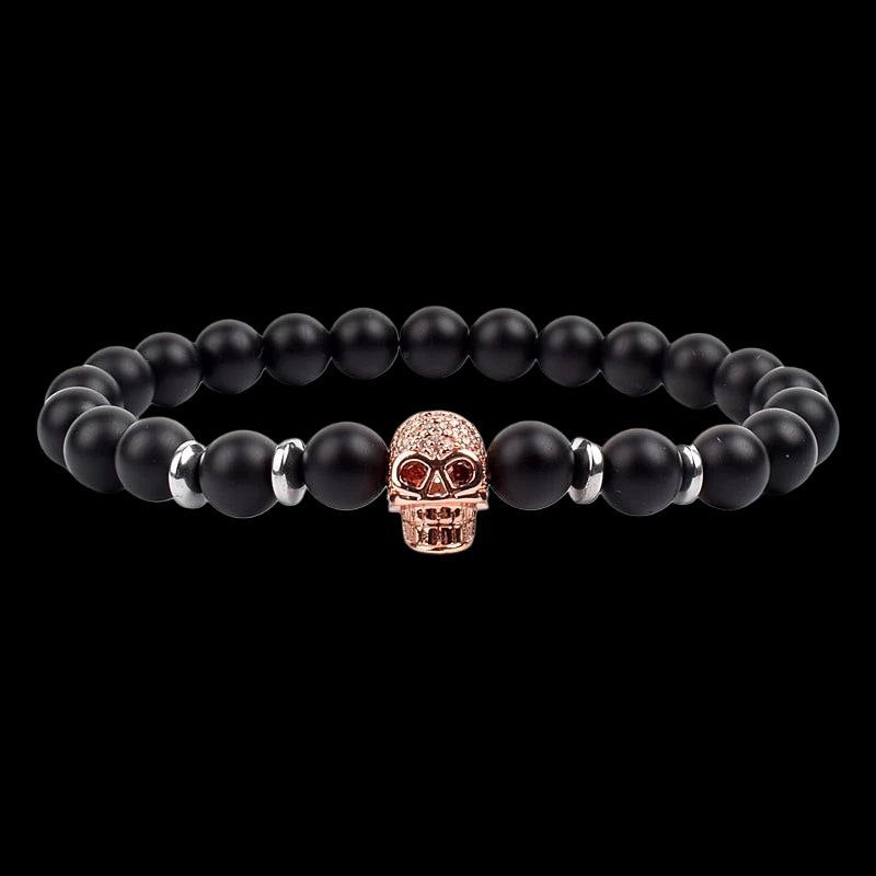 Skull Lava Bracelet – Black Beads & Warrior Style