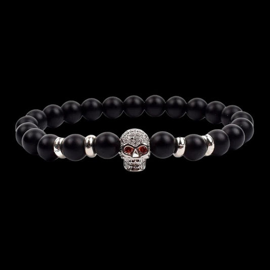 Skull Lava Bracelet – Black Beads & Warrior Style