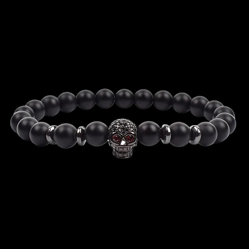 Skull Lava Bracelet – Black Beads & Warrior Style