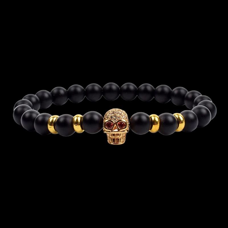 Skull Lava Bracelet – Black Beads & Warrior Style