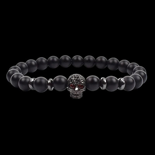 Skull Lava Bracelet – Black Beads & Warrior Style
