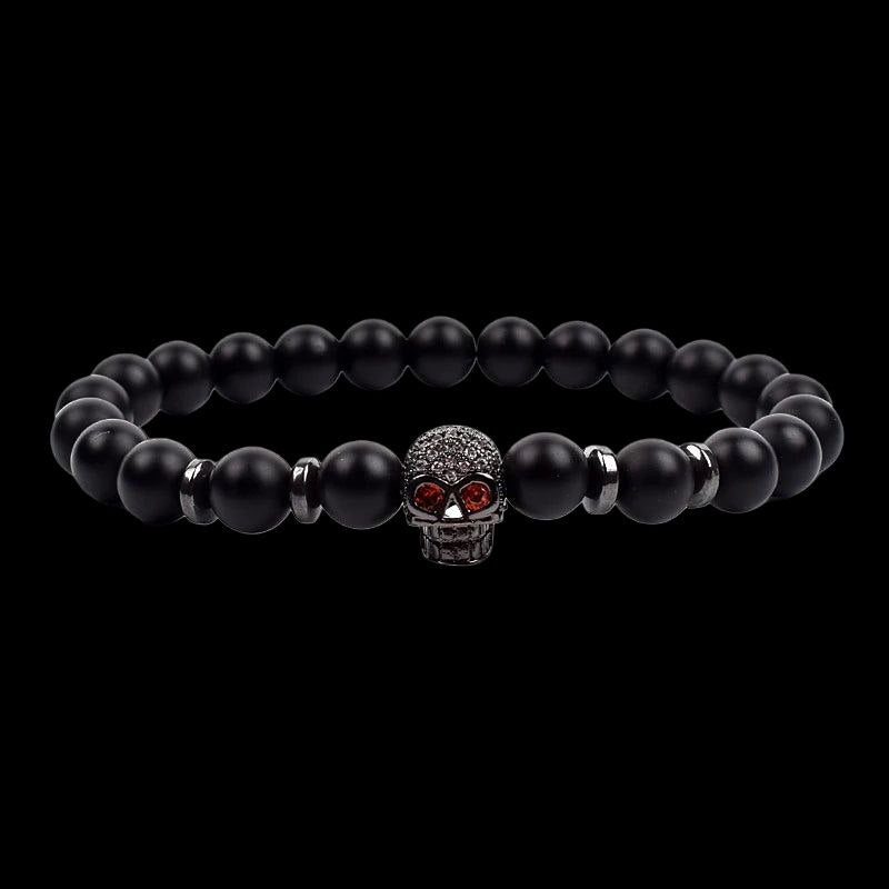 Skull Lava Bracelet – Black Beads & Warrior Style