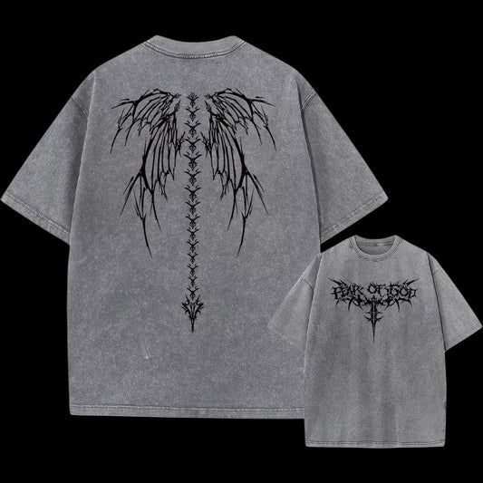 Winged Skeleton Oversized T-Shirt – Gothic Streetwear Aesthetic