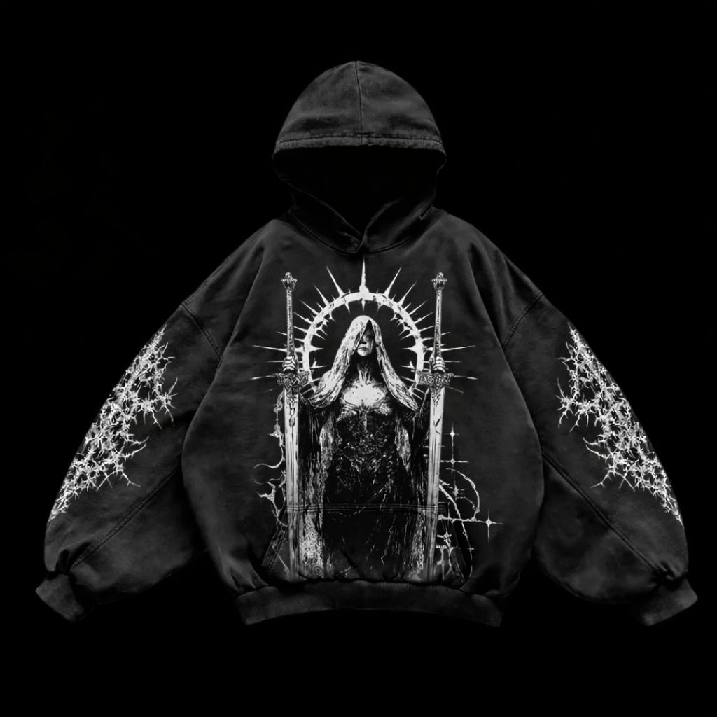 Sacred Blade Oversized Hoodie – Athletic Fit |MAZENTIH
