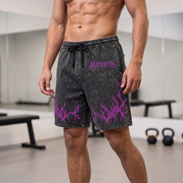 Violet Flame Vintage Gym Short | MAZENTIH