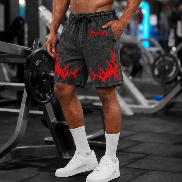 Blood Flame Vintage Gym Short | MAZENTIH