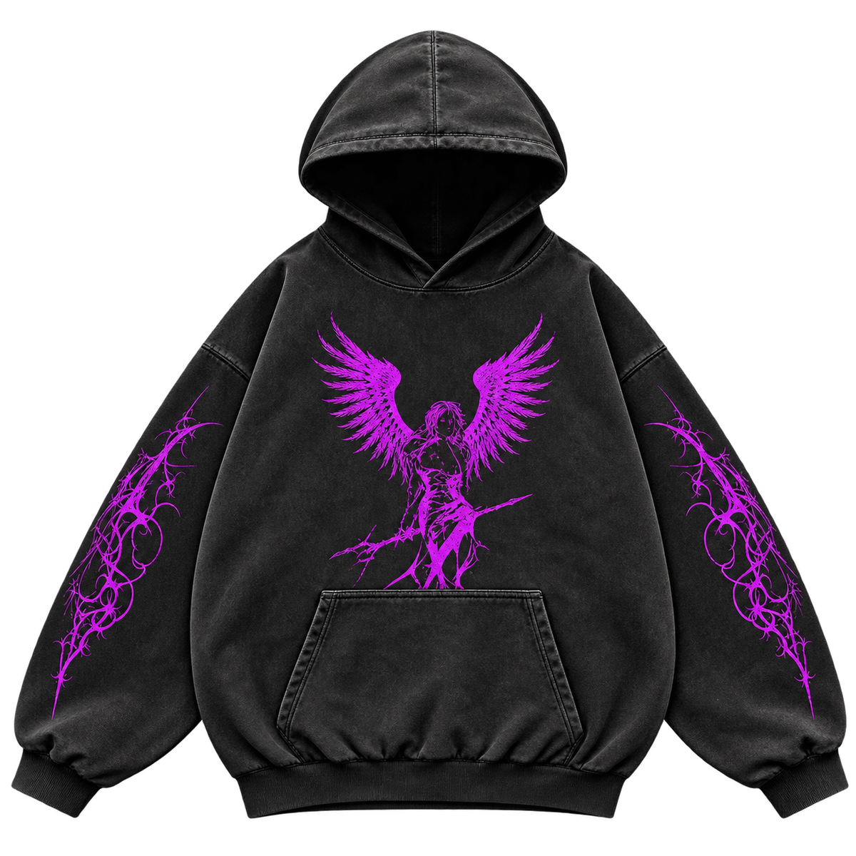 Shadow Wing Vintage Hoodie – Athletic Fit |MAZENTIH