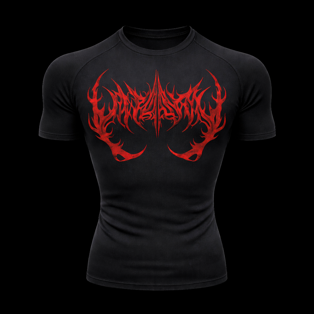 Inferno Script Dark Compression Shirt – Athletic Fit | MAZENTIH