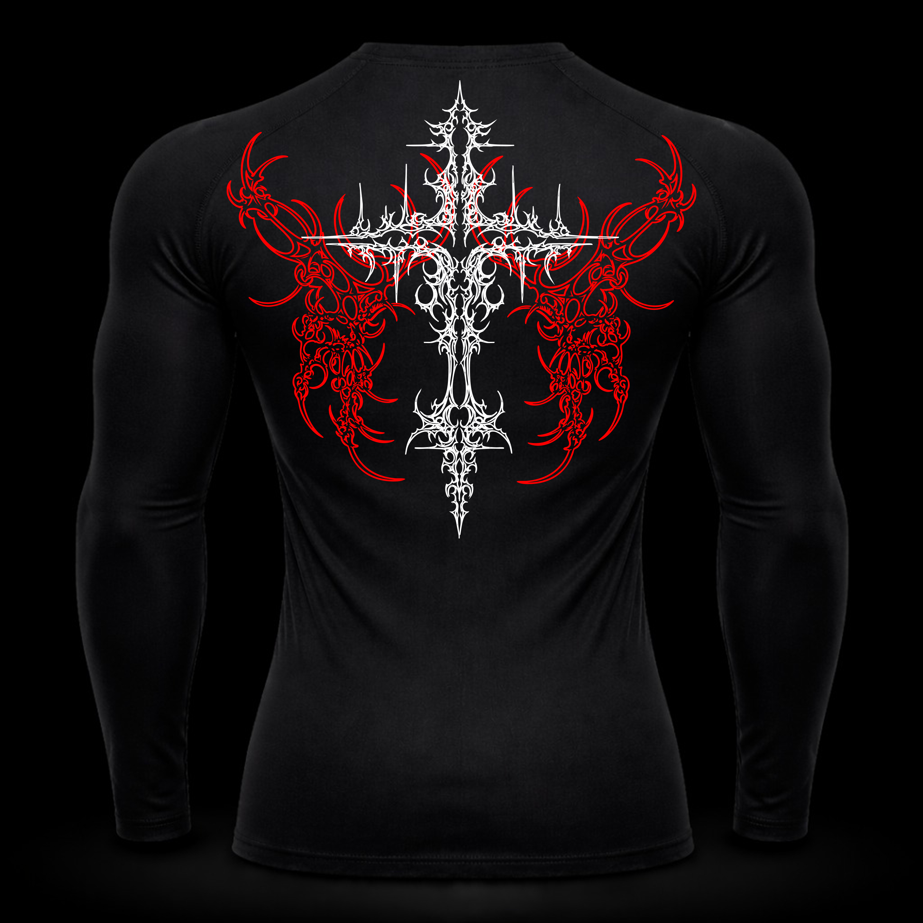 Crimson Cross Long Sleeve Compression – Athletic Fit | MAZENTIH