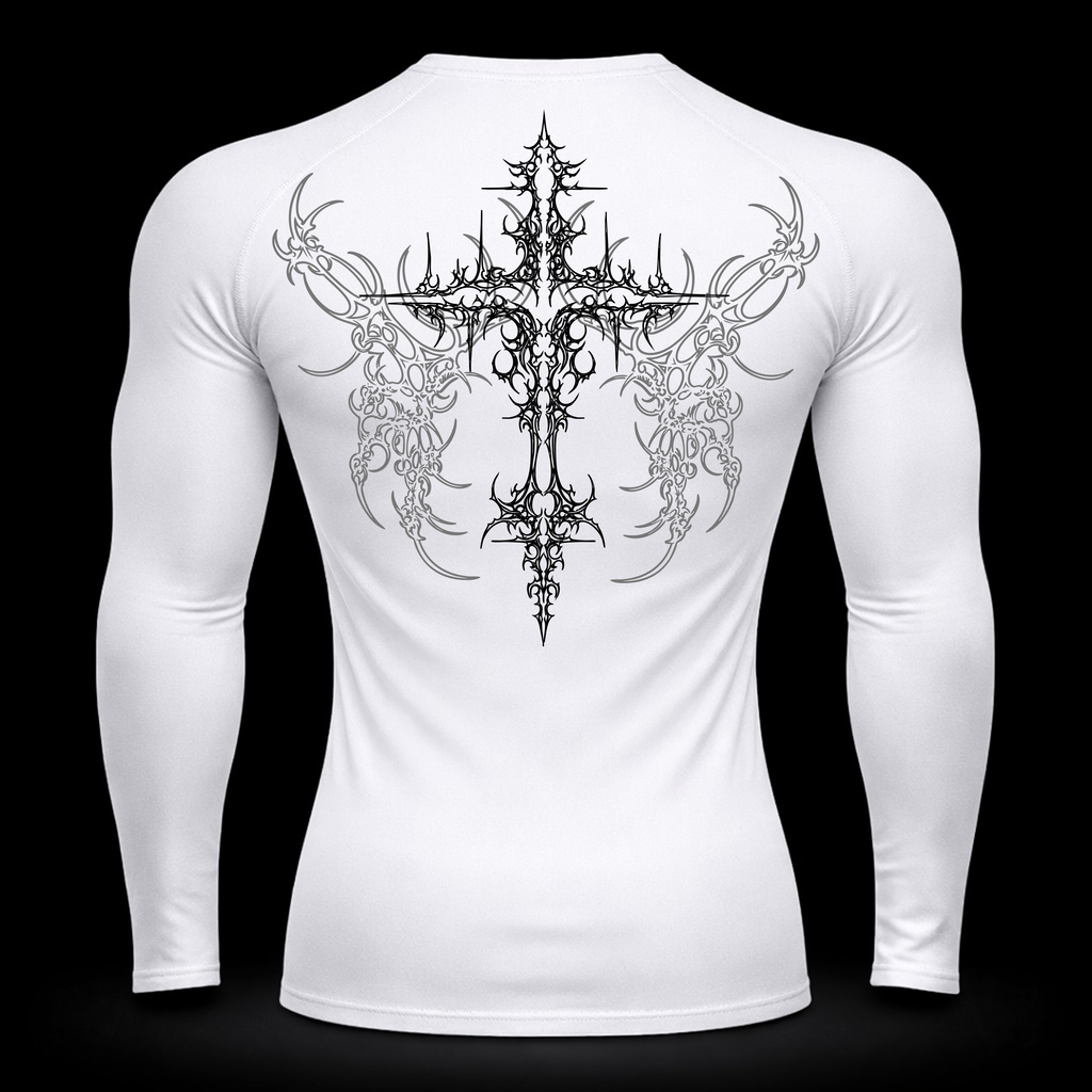 Crimson Cross Long Sleeve Compression – Athletic Fit | MAZENTIH