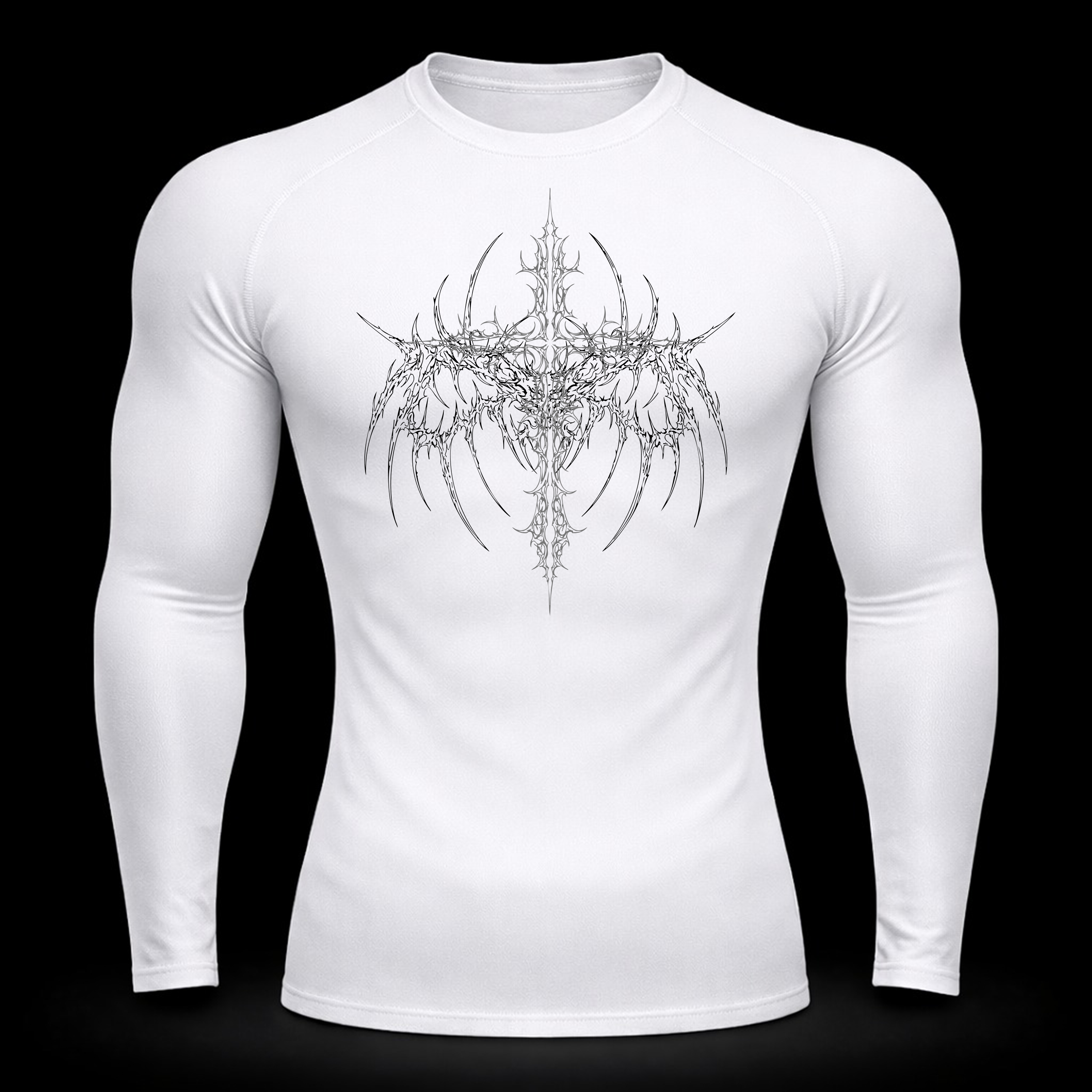 Crimson Cross Long Sleeve Compression – Athletic Fit | MAZENTIH