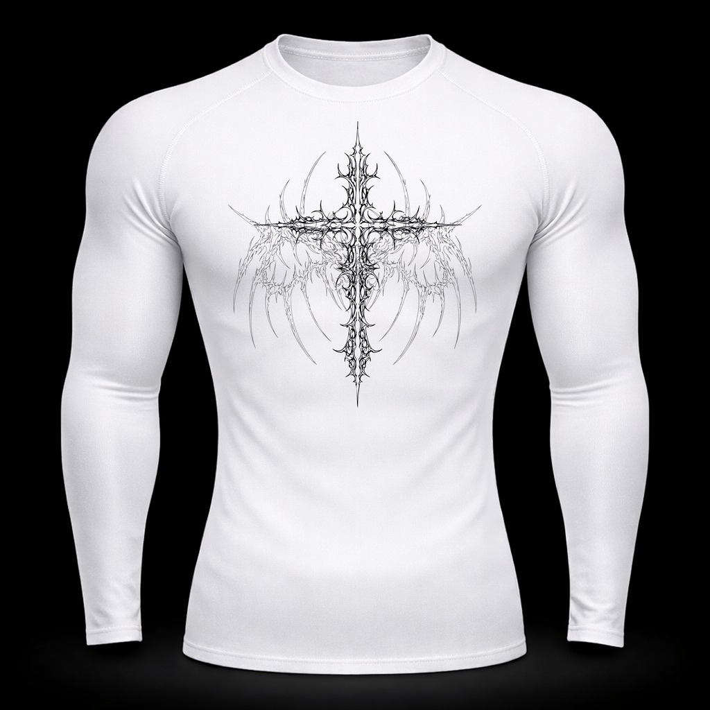 Crimson Cross Long Sleeve Compression – Athletic Fit | MAZENTIH