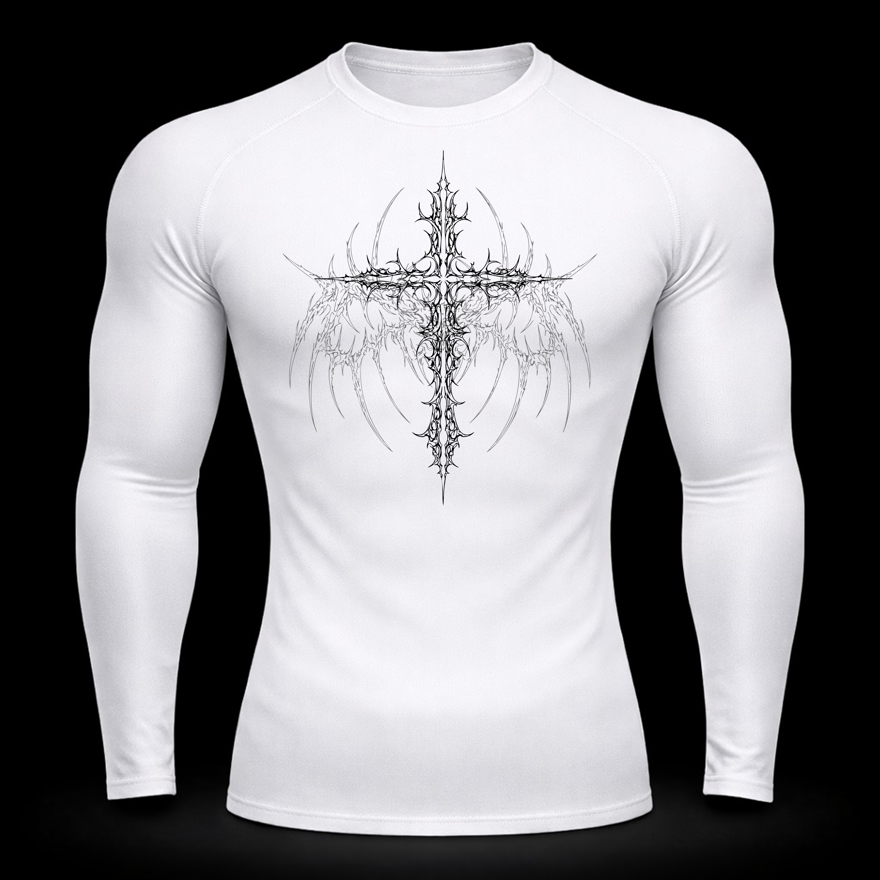 Crimson Cross Long Sleeve Compression – Athletic Fit | MAZENTIH