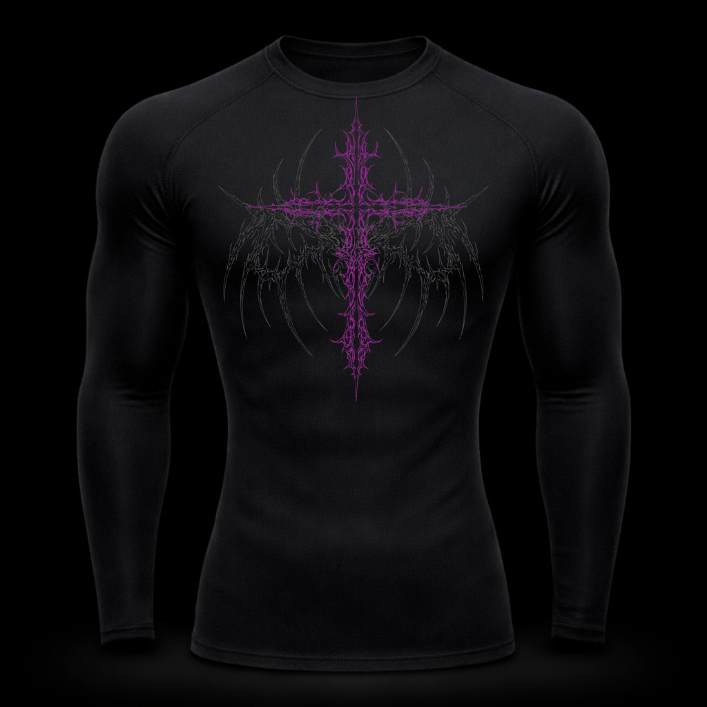 Crimson Cross Long Sleeve Compression – Athletic Fit | MAZENTIH