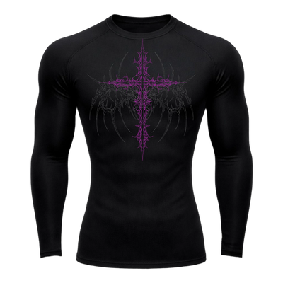 Crimson Cross Long Sleeve Compression – Athletic Fit | MAZENTIH