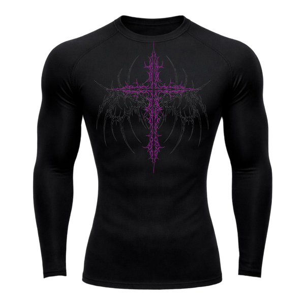 Crimson Cross Long Sleeve Compression – Athletic Fit | MAZENTIH