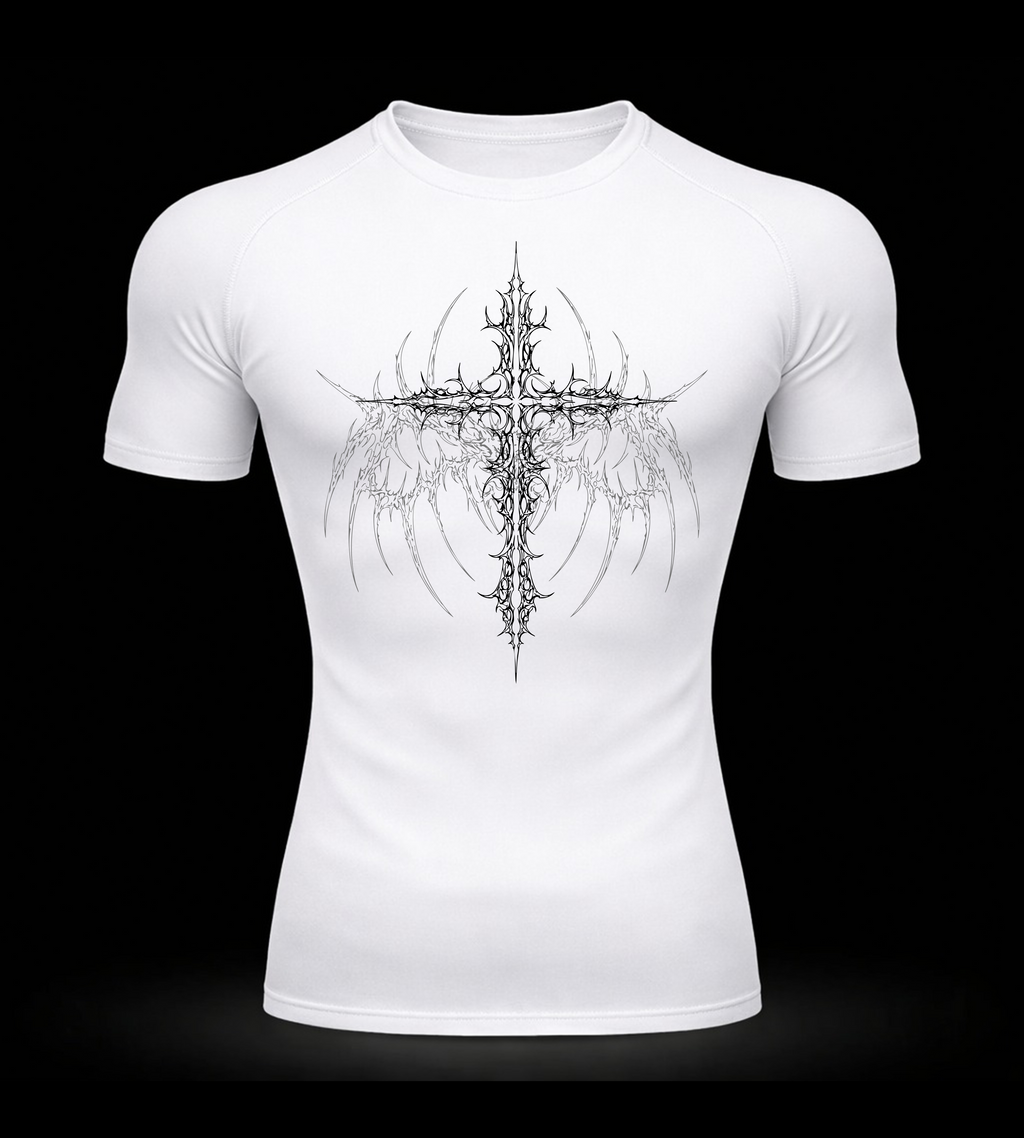 Crimson Cross Compression Shirt – Athletic Fit | MAZENTIH