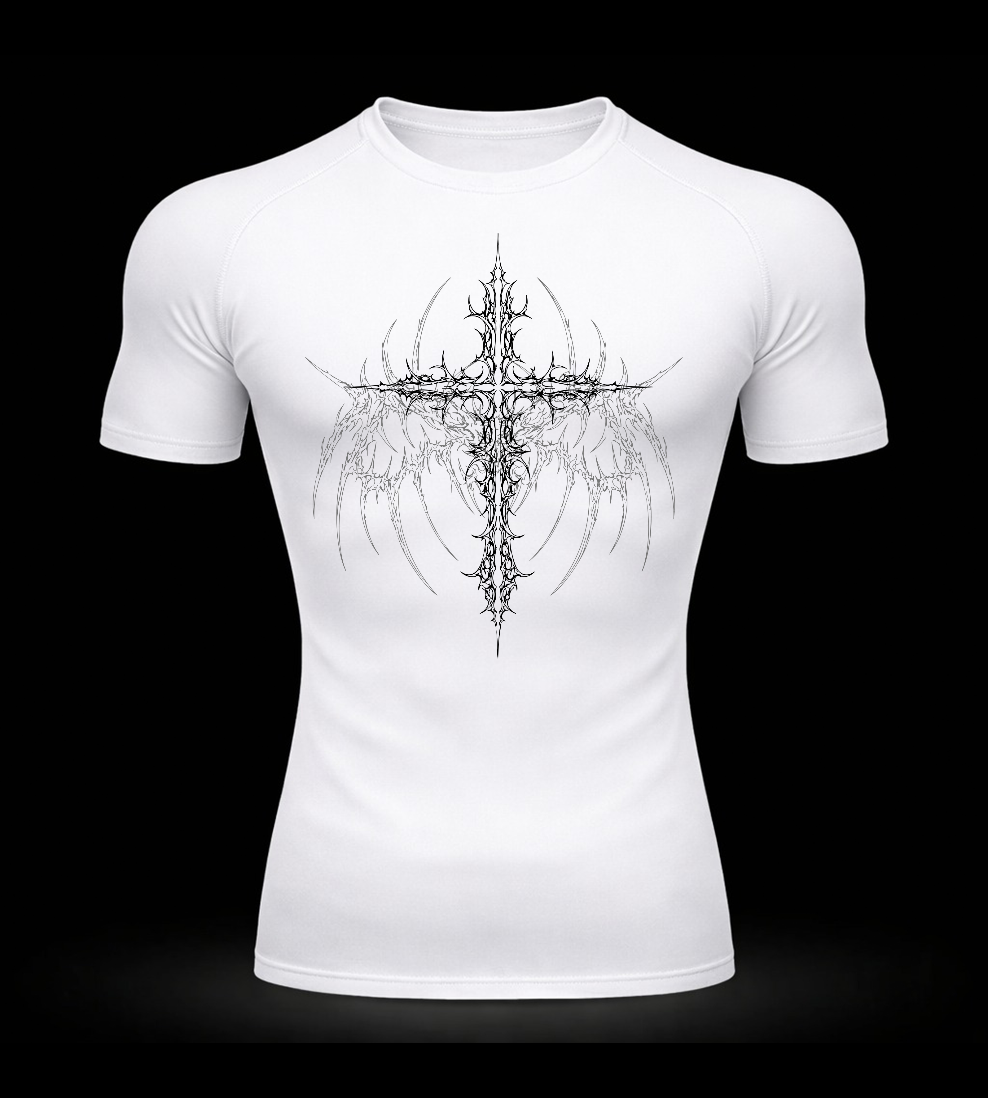 Crimson Cross Compression Shirt – Athletic Fit | MAZENTIH