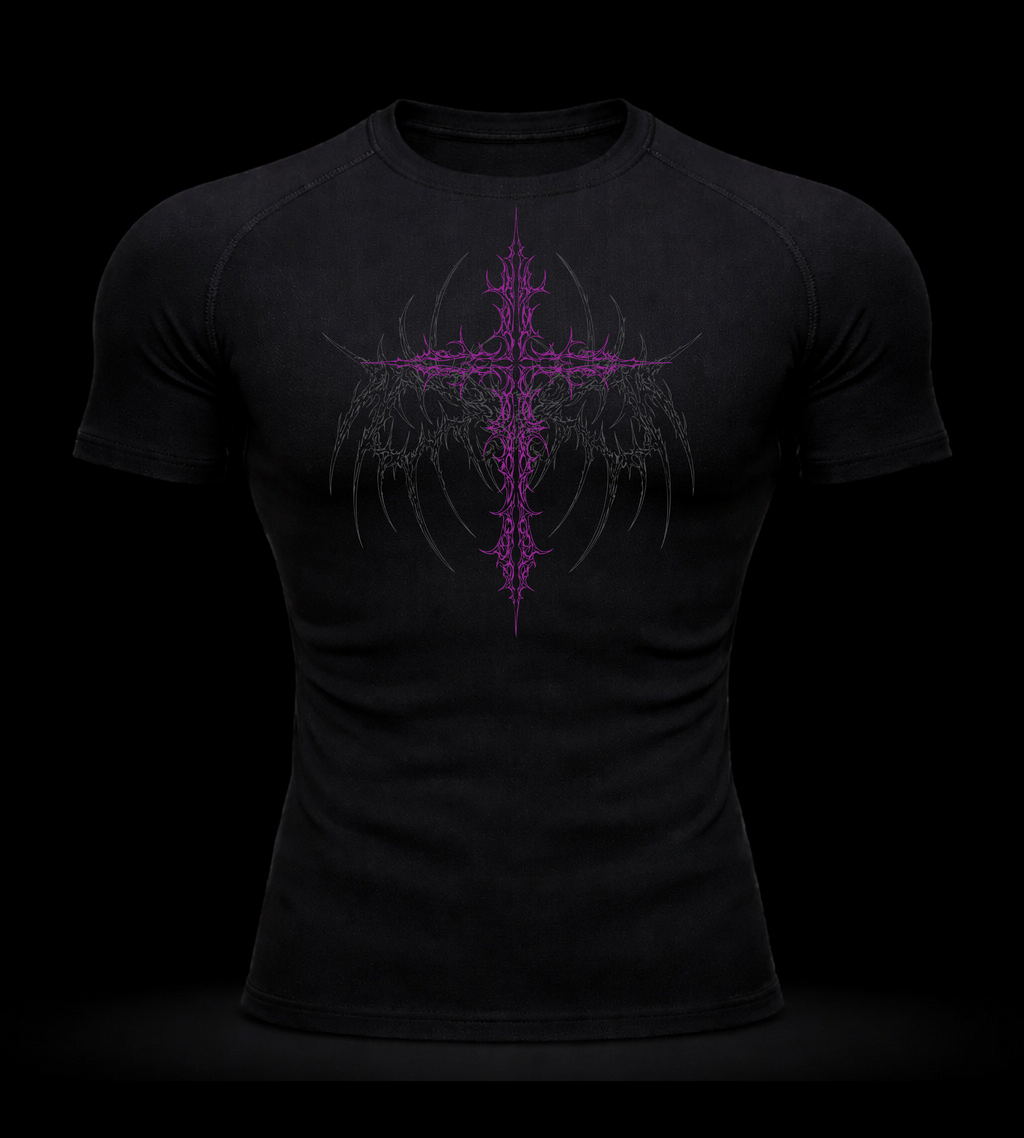 Crimson Cross Compression Shirt – Athletic Fit | MAZENTIH