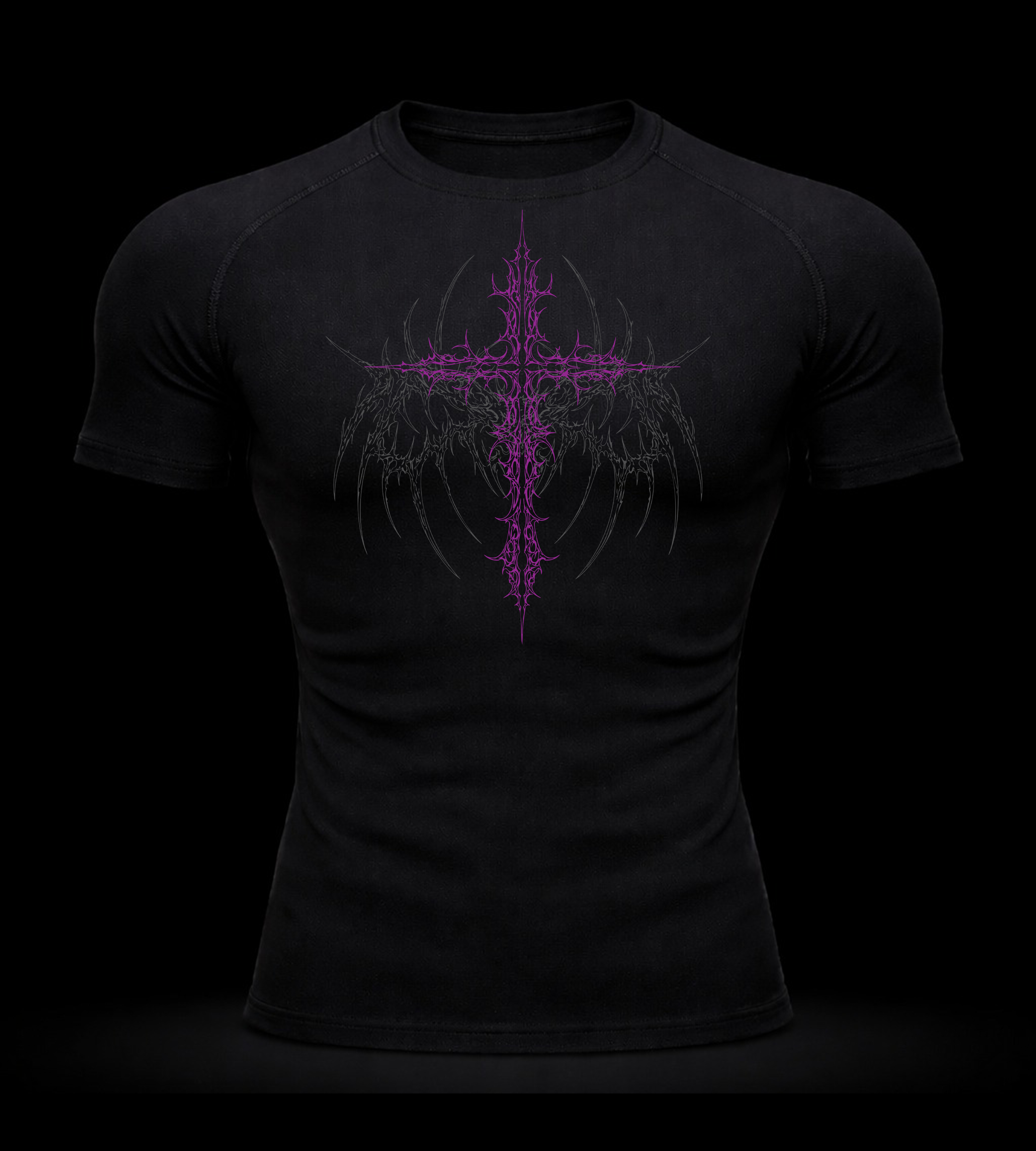 Crimson Cross Compression Shirt – Athletic Fit | MAZENTIH