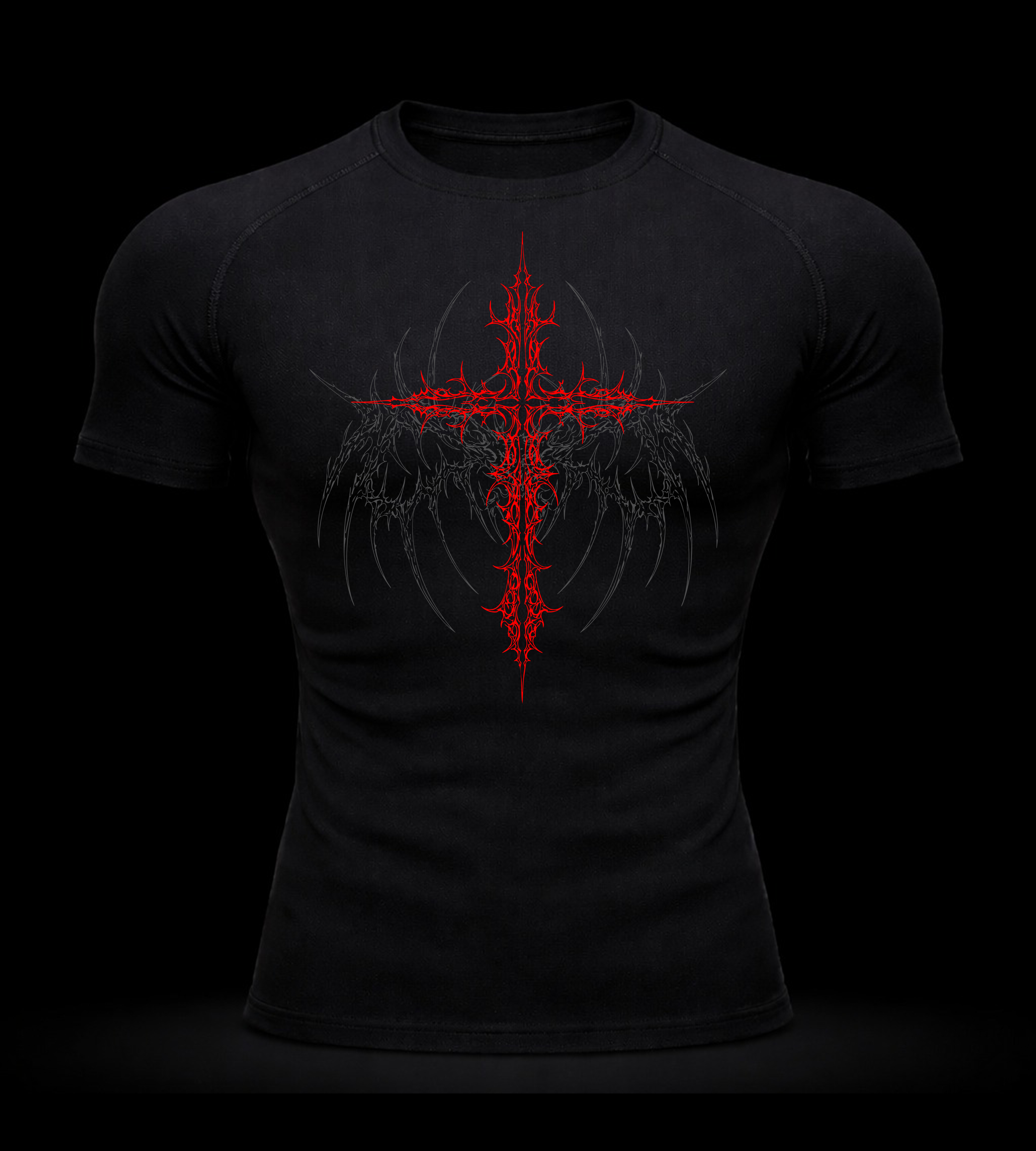 Crimson Cross Compression Shirt – Athletic Fit | MAZENTIH