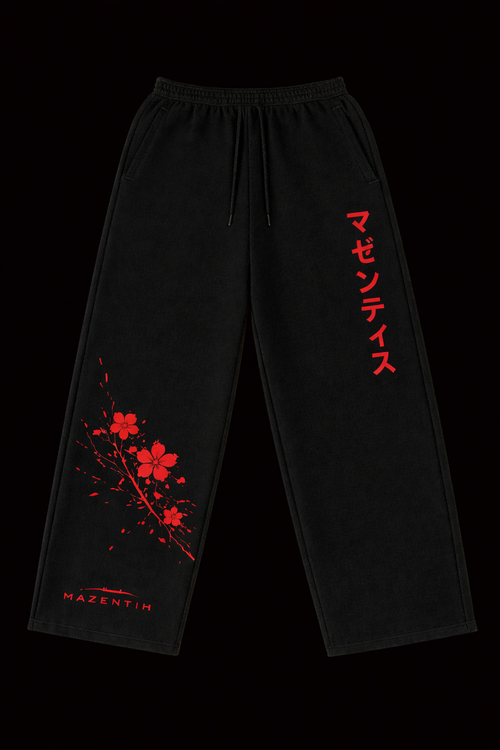 Sakura Wide Pants Japanese Streetwear Men's Wide Trousers | MAZENTIH