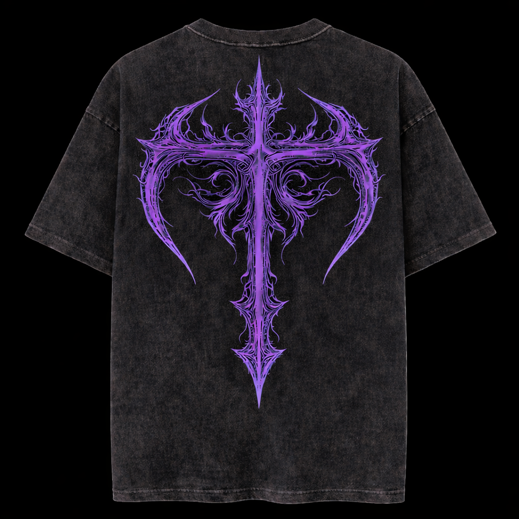 Violet Cross Vintage T-Shirt - Athletic Fit |MAZENTIH