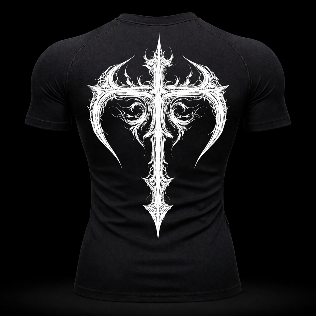 Obsidian Cross Compression Tee Short Gym  | MAZENTIH