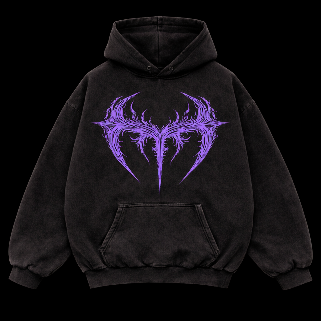 Violet Cross Vintage Hoodie – Athletic Fit |MAZENTIH